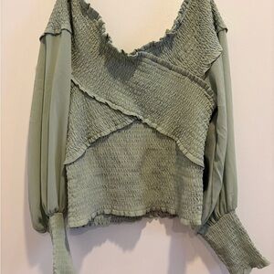 BB Dakota Sage Textured Blouse